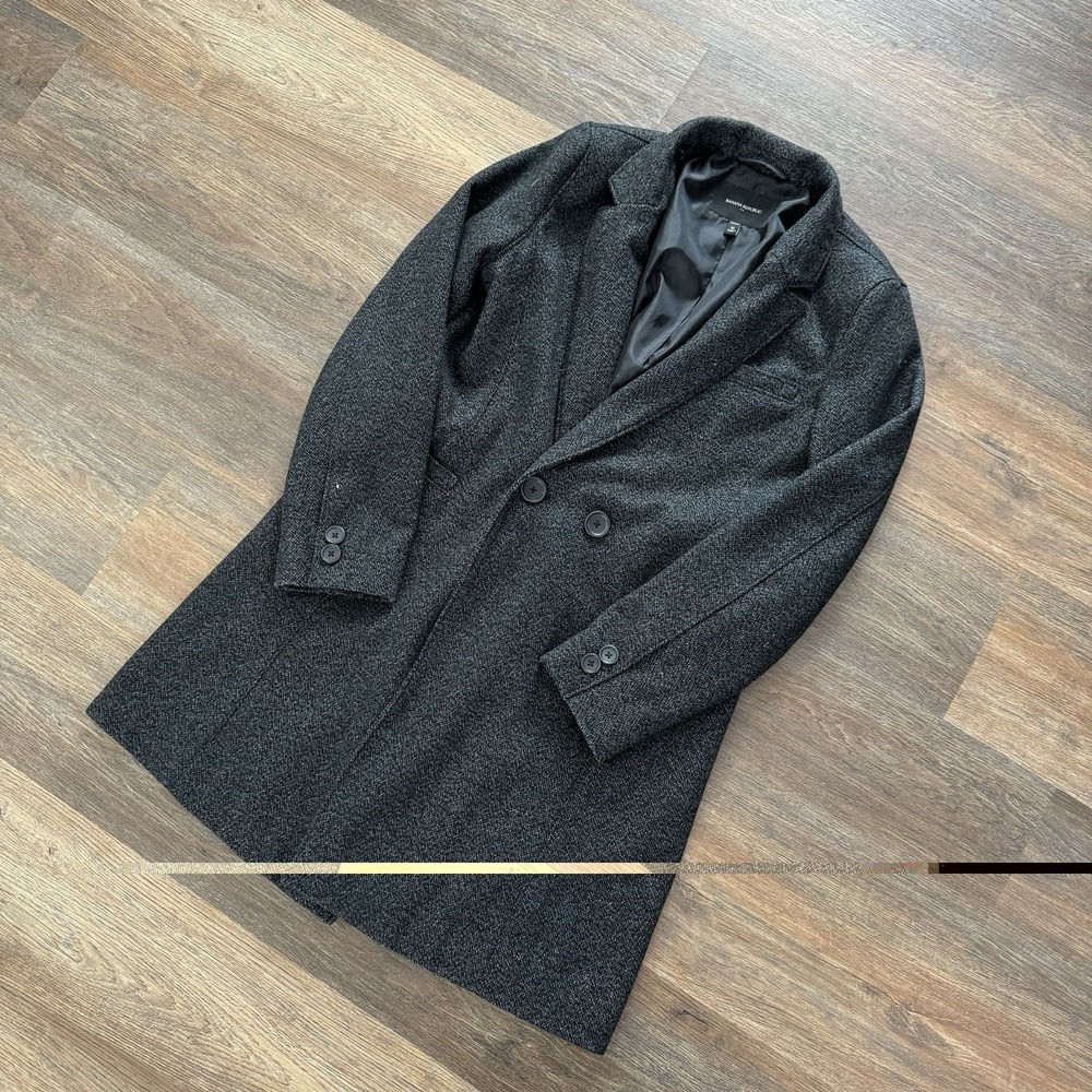 Banana‎ Republic Marled Boyfriend Coat Wool Blend Charcoal Gray Sz M Classy